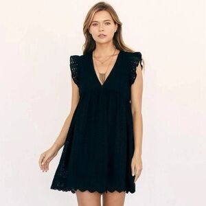 NWOT eyelet romper dress - black - small